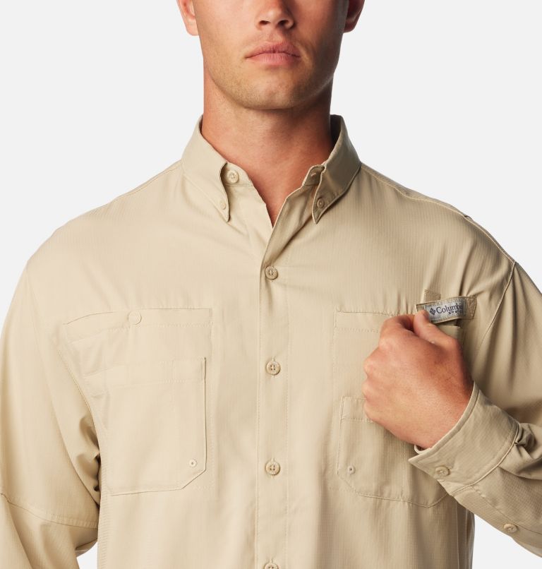 Thumbnail: Men’s PFG Tamiami II Long Sleeve Shirt - Tall, Color: Fossil, image 4