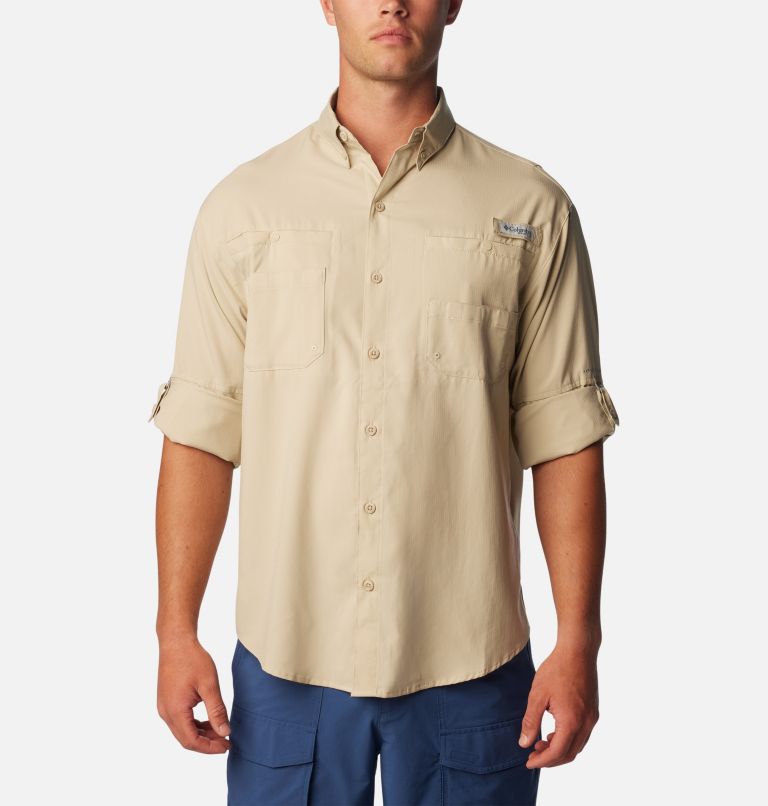 Thumbnail: Men’s PFG Tamiami II Long Sleeve Shirt - Tall, Color: Fossil, image 6