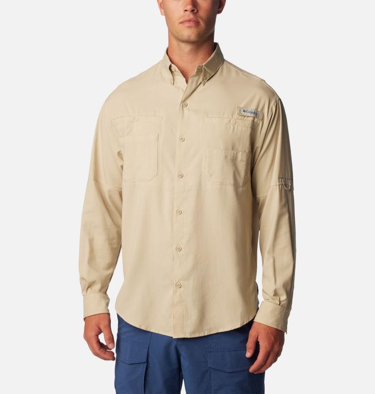 Thumbnail: Men’s PFG Tamiami II Long Sleeve Shirt - Tall, Color: Fossil, image 1