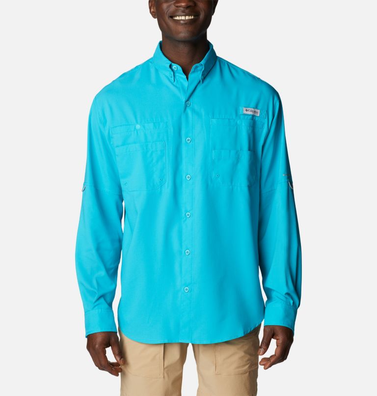 Thumbnail: Men’s PFG Tamiami II Long Sleeve Shirt - Tall, Color: Ocean Teal, image 1