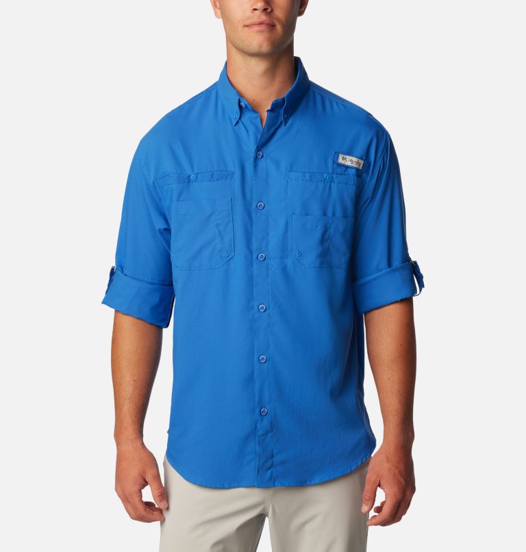 Thumbnail: Men’s PFG Tamiami II Long Sleeve Shirt - Tall, Color: Vivid Blue, image 6