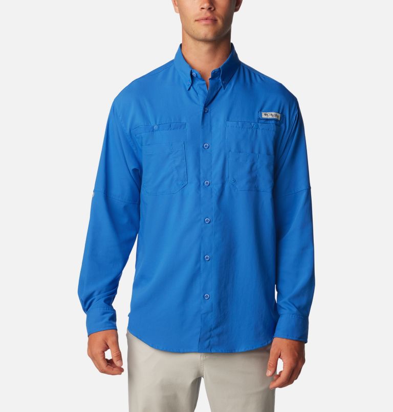 Thumbnail: Men’s PFG Tamiami II Long Sleeve Shirt - Tall, Color: Vivid Blue, image 1
