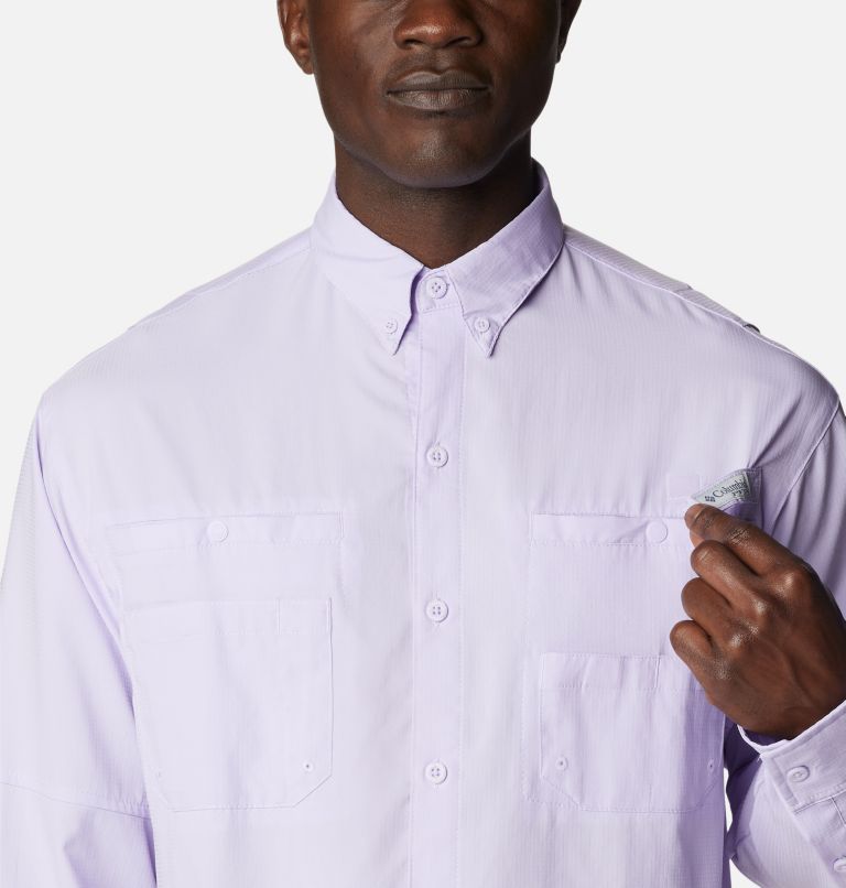 Thumbnail: Men’s PFG Tamiami II Long Sleeve Shirt - Tall, Color: Soft Violet, image 4