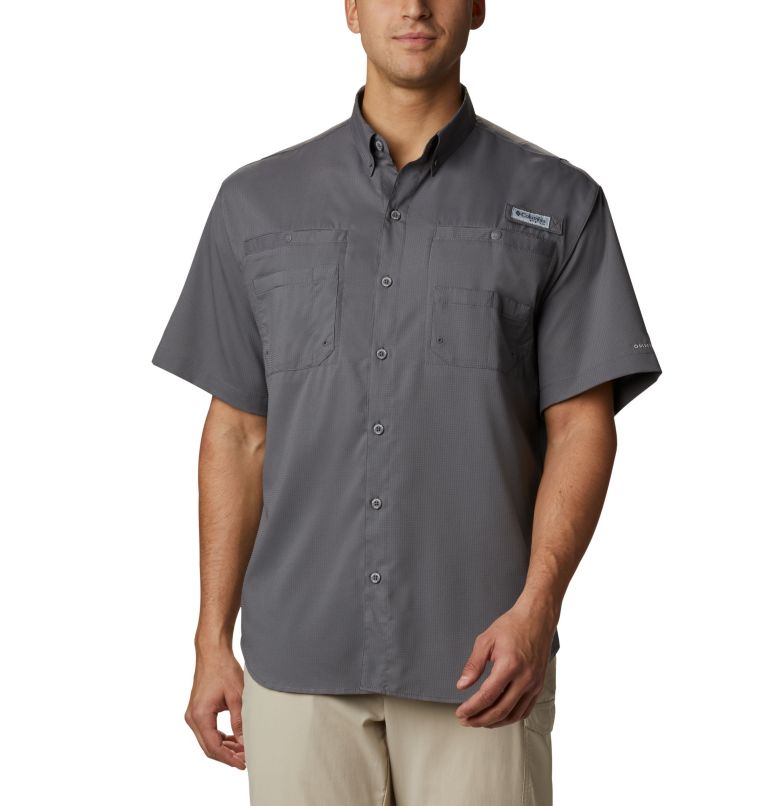 Columbia Men's PFG Tamiami II Short Sleeve Shirt, Large, City Grey