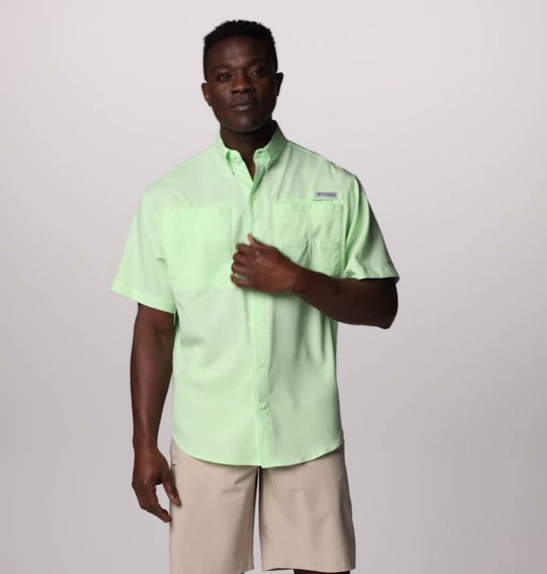 Columbia Men's PFG Permit Woven Short Sleeve, Lime Glow - Nature tee