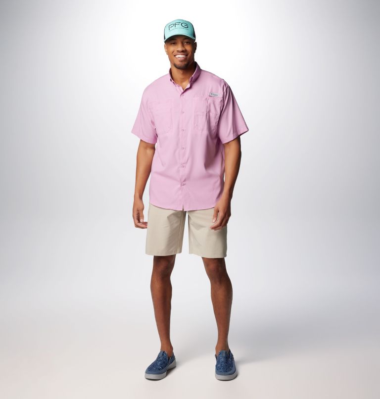 Columbia Men's PFG Fishing Shirt Size L Purple Short Sleeves