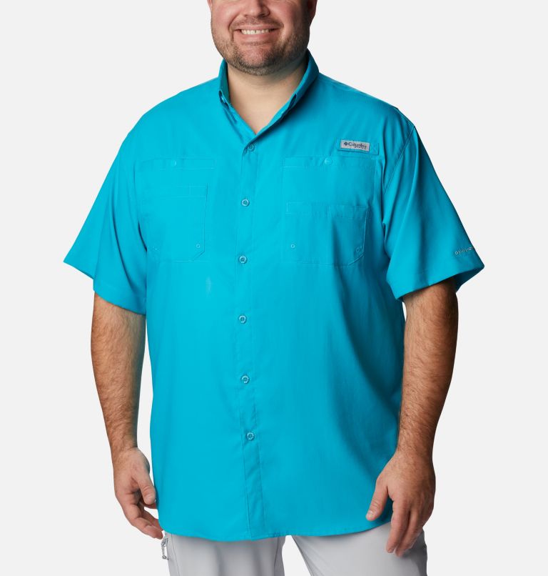 Thumbnail: Men’s PFG Tamiami II Short Sleeve Shirt - Big, Color: Ocean Teal, image 1