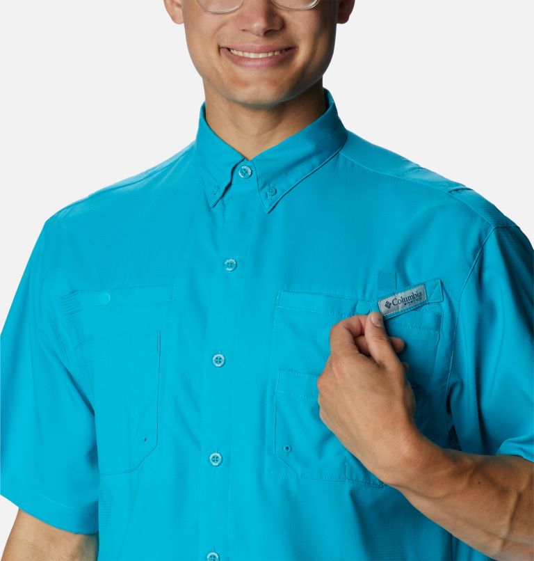 Thumbnail: Men’s PFG Tamiami II Short Sleeve Shirt - Tall, Color: Ocean Teal, image 4