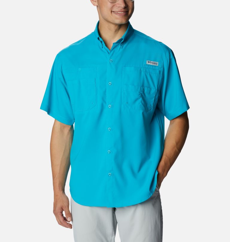 Thumbnail: Men’s PFG Tamiami II Short Sleeve Shirt - Tall, Color: Ocean Teal, image 1