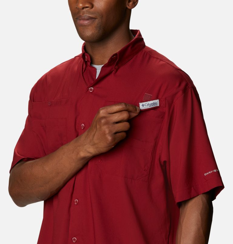 Thumbnail: Men’s PFG Tamiami II Short Sleeve Shirt - Tall, Color: Beet, image 4