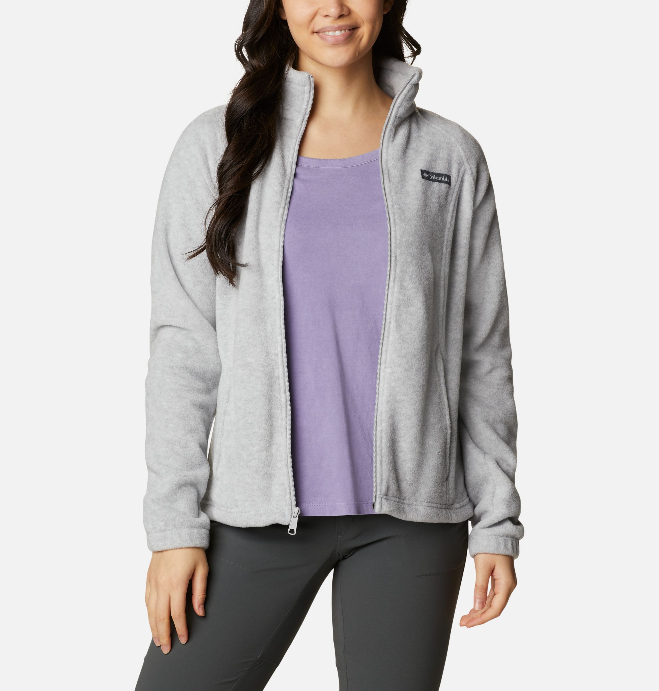 Womens grey columbia fleece jacket sales