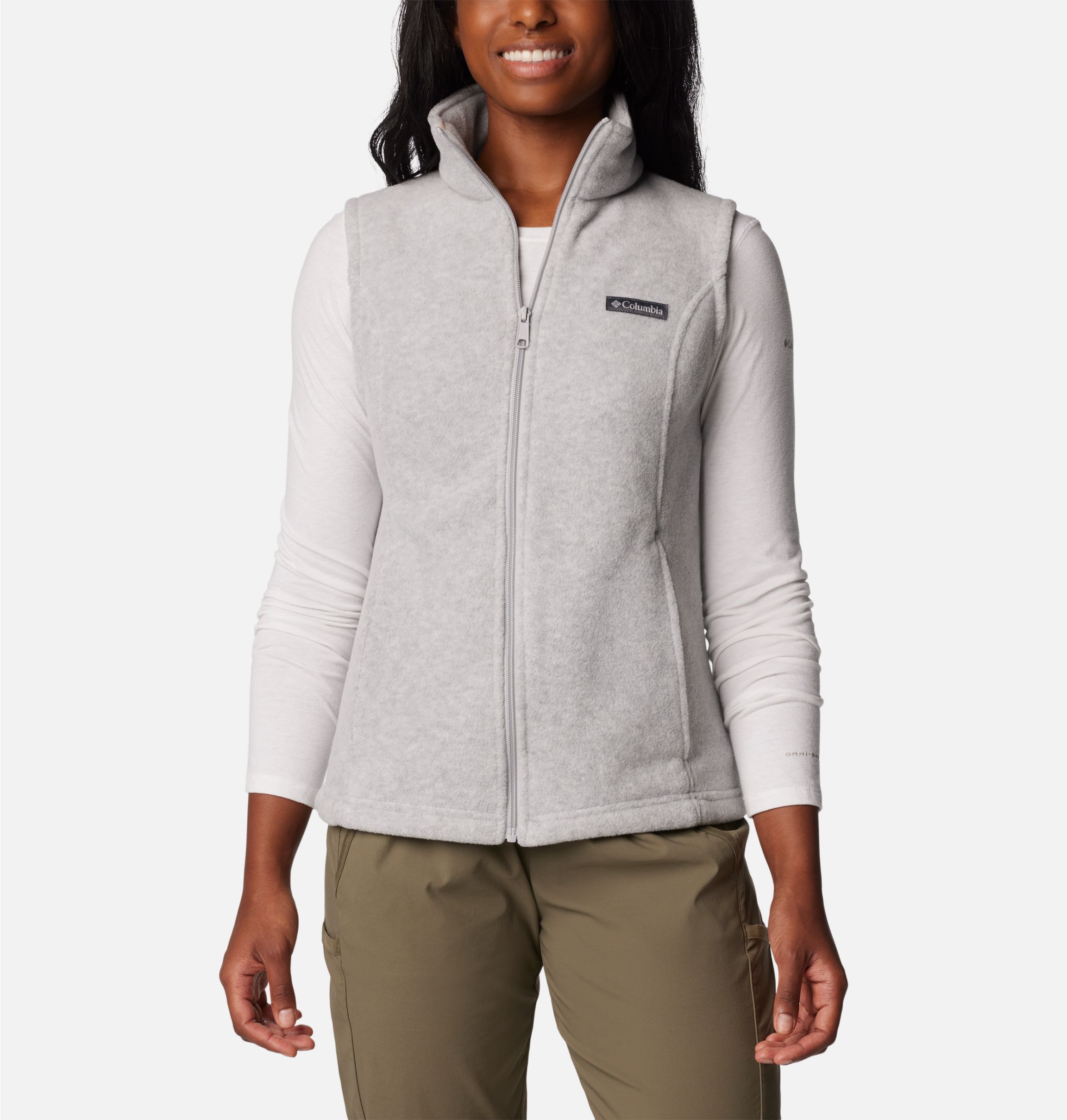 Women's black columbia fleece vest sales