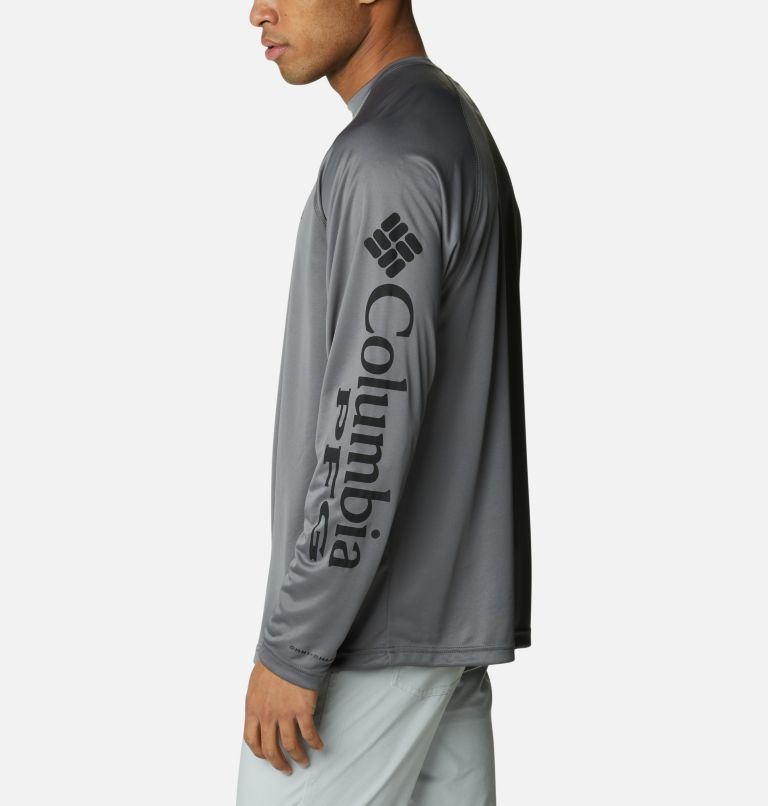 Thumbnail: Men’s PFG Terminal Tackle Long Sleeve Shirt, Color: City Grey, Black Logo, image 3