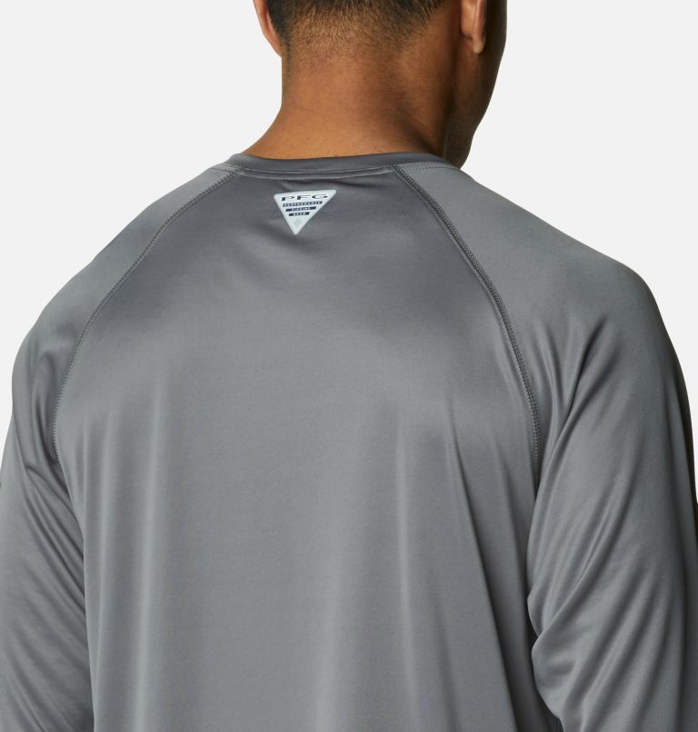 Men's PFG Terminal Tackle Long Sleeve Shirt, Color: City Grey, Black Logo, image 5