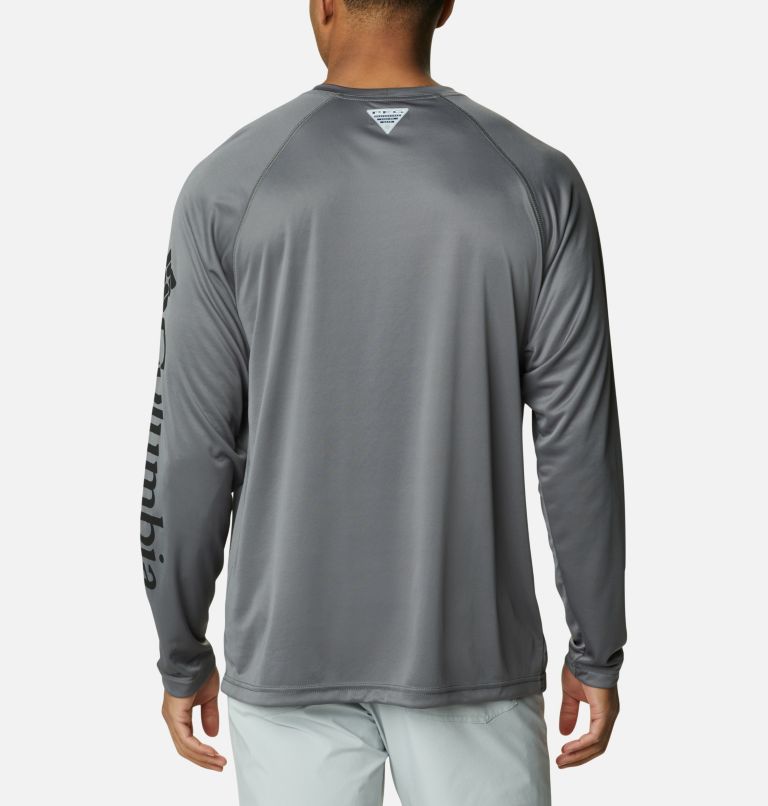 Men’s PFG Terminal Tackle Long Sleeve Shirt, Color: City Grey, Black Logo, image 2