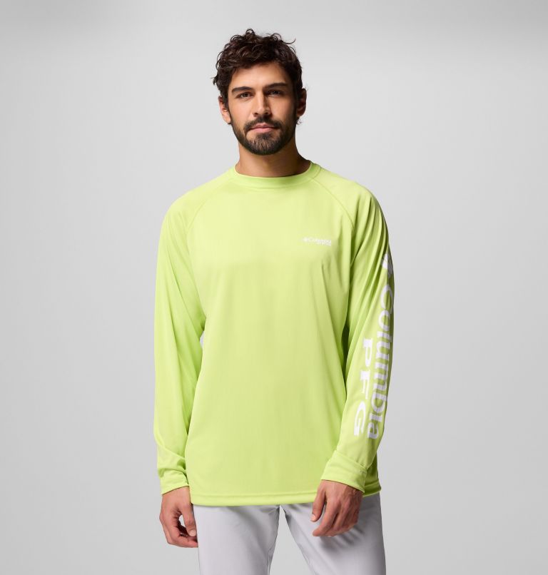 Men's PFG Terminal Tackle Long Sleeve Shirt, Color: Voltage, White Logo, image 1