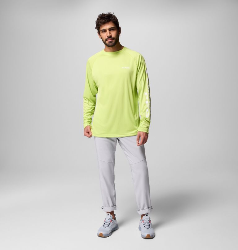 Men's PFG Terminal Tackle Long Sleeve Shirt, Color: Voltage, White Logo, image 2