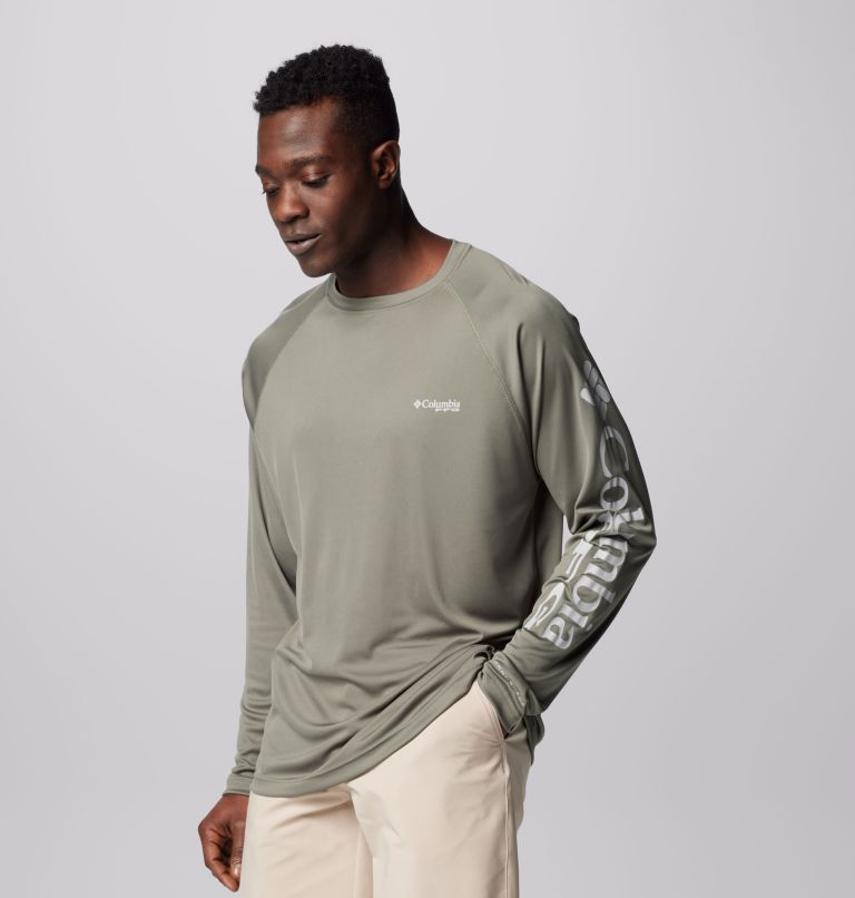 Men's PFG Terminal Tackle Long Sleeve Shirt, Color: Cypress, Cool Grey Logo, image 4