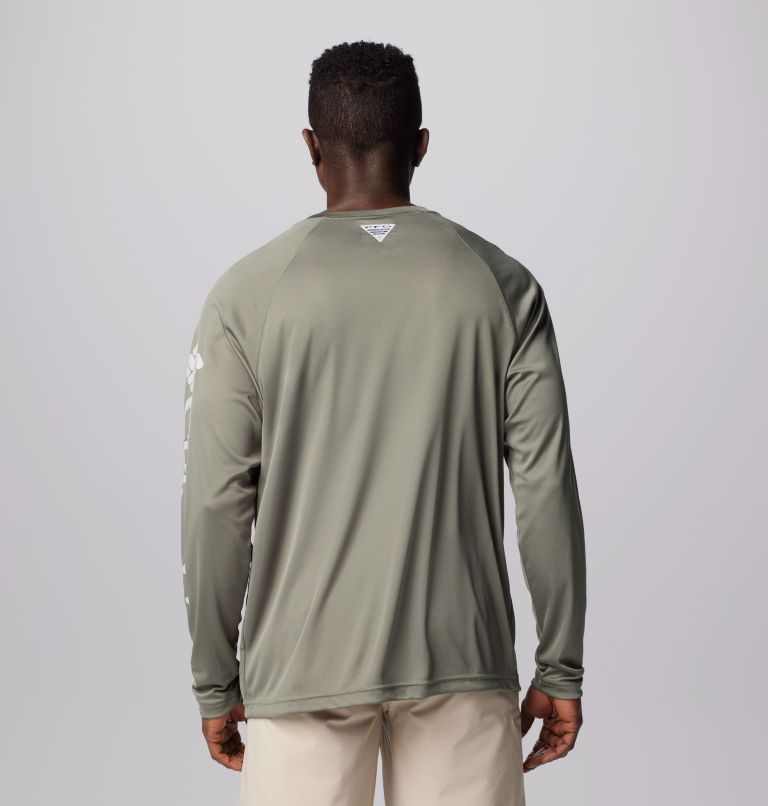 Men's PFG Terminal Tackle Long Sleeve Shirt, Color: Cypress, Cool Grey Logo, image 2