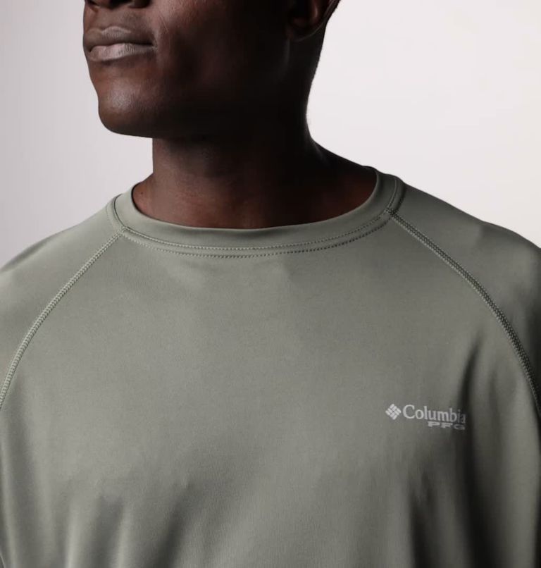 Men's PFG Terminal Tackle Long Sleeve Shirt, Color: Cypress, Cool Grey Logo