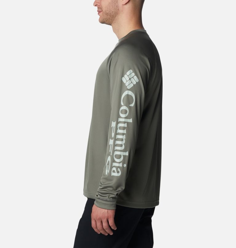 Men’s PFG Terminal Tackle Long Sleeve Shirt, Color: Cypress, Cool Green Logo, image 3