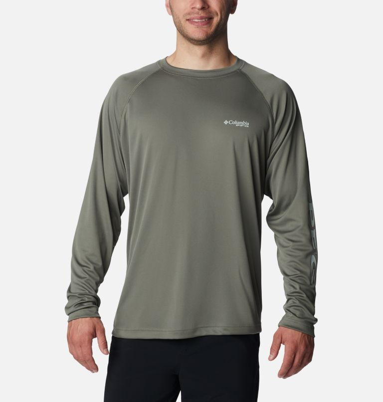 Thumbnail: Men’s PFG Terminal Tackle Long Sleeve Shirt, Color: Cypress, Cool Green Logo, image 1