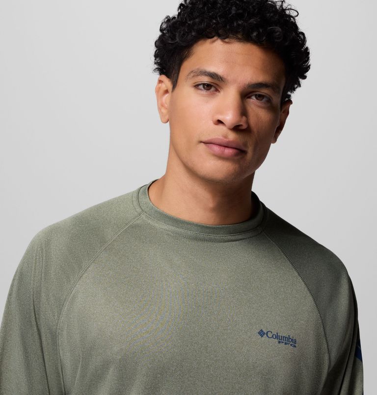 Men's PFG Terminal Tackle Long Sleeve Shirt, Color: Cypress Heather, Carbon Logo, image 5