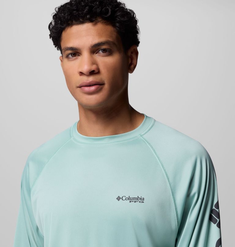 Men's PFG Terminal Tackle Long Sleeve Shirt, Color: Misty Jade, Shark Logo, image 5
