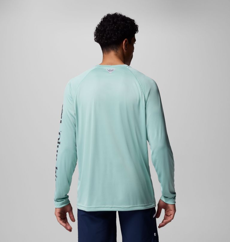 Men's PFG Terminal Tackle Long Sleeve Shirt, Color: Misty Jade, Shark Logo, image 3