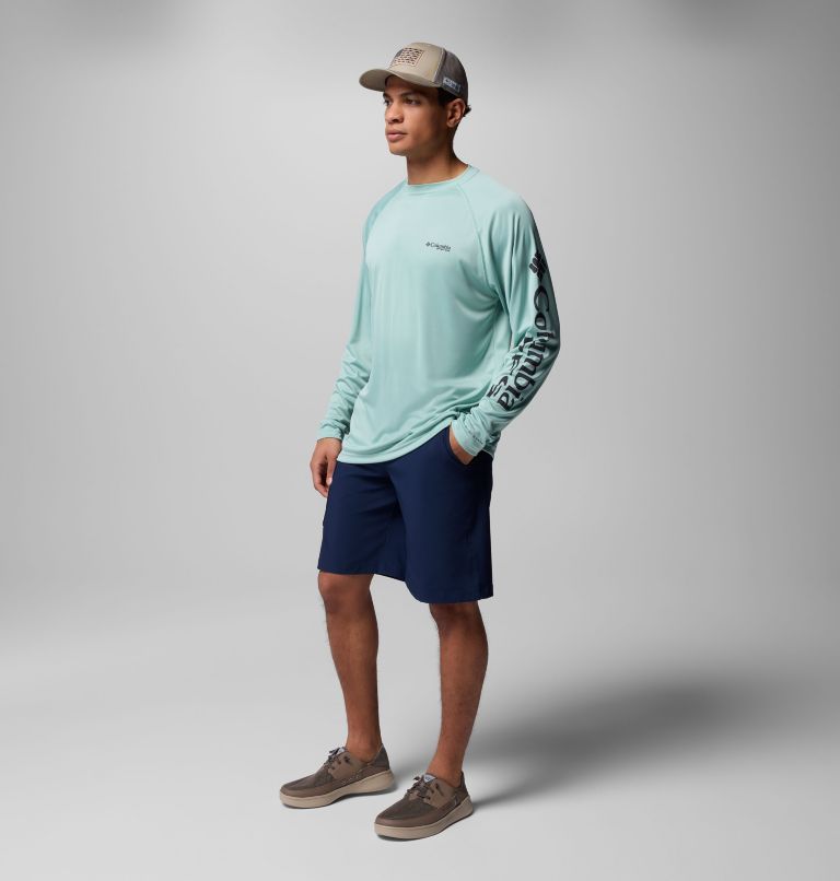 Men's PFG Terminal Tackle Long Sleeve Shirt, Color: Misty Jade, Shark Logo, image 7
