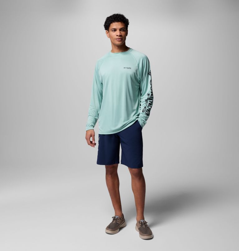 Men's PFG Terminal Tackle Long Sleeve Shirt, Color: Misty Jade, Shark Logo, image 9