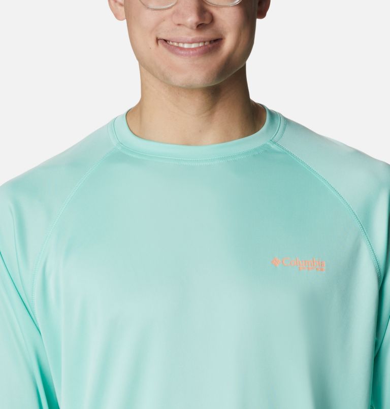 Men’s PFG Terminal Tackle Long Sleeve Shirt, Color: Mint Cay, Bright Nectar Logo, image 4