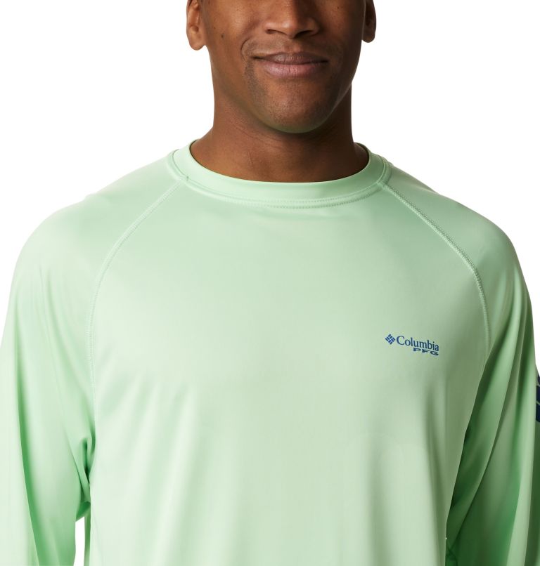 Men’s PFG Terminal Tackle Long Sleeve Shirt, Color: Key West, Vivid Blue Logo, image 4