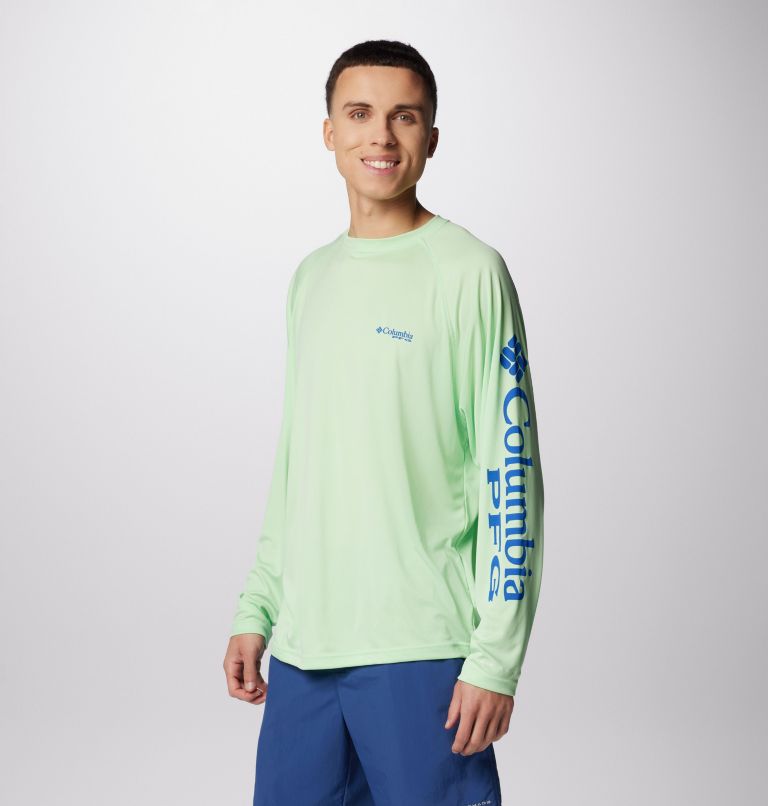 Men's PFG Terminal Tackle Long Sleeve Shirt, Color: Key West, Vivid Blue Logo, image 4