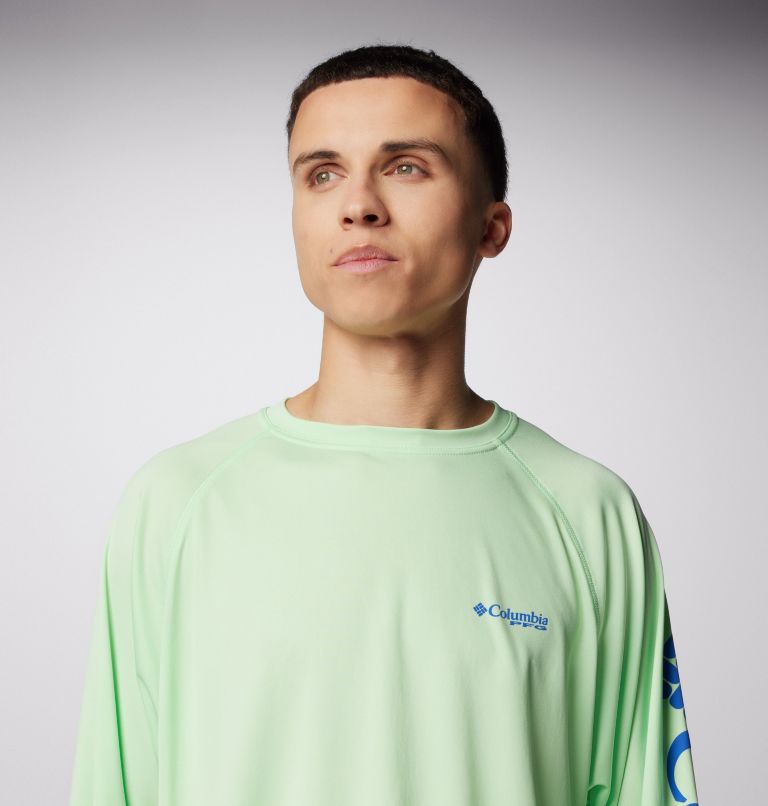 Men's PFG Terminal Tackle Long Sleeve Shirt, Color: Key West, Vivid Blue Logo, image 5