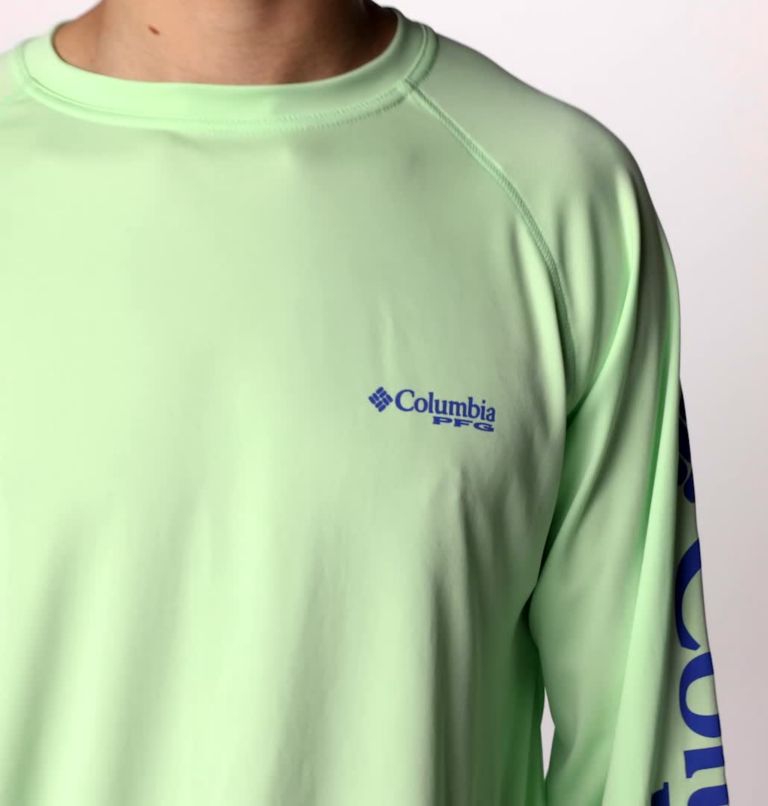 Men's PFG Terminal Tackle Long Sleeve Shirt, Color: Key West, Vivid Blue Logo