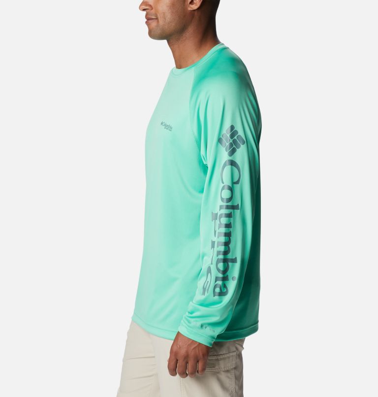 Thumbnail: Men’s PFG Terminal Tackle Long Sleeve Shirt, Color: Light Jade, Metal Logo, image 3