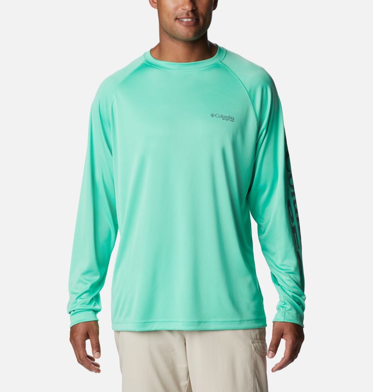 Thumbnail: Men’s PFG Terminal Tackle Long Sleeve Shirt, Color: Light Jade, Metal Logo, image 1