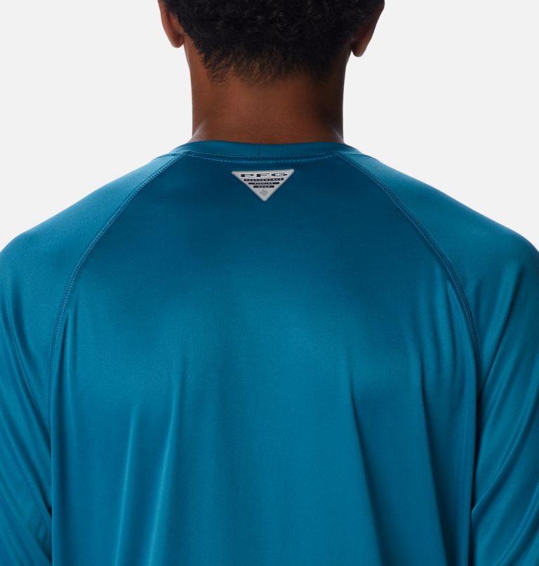 Men’s PFG Terminal Tackle Long Sleeve Shirt, Color: Deep Marine, Laser Lemon Logo, image 5