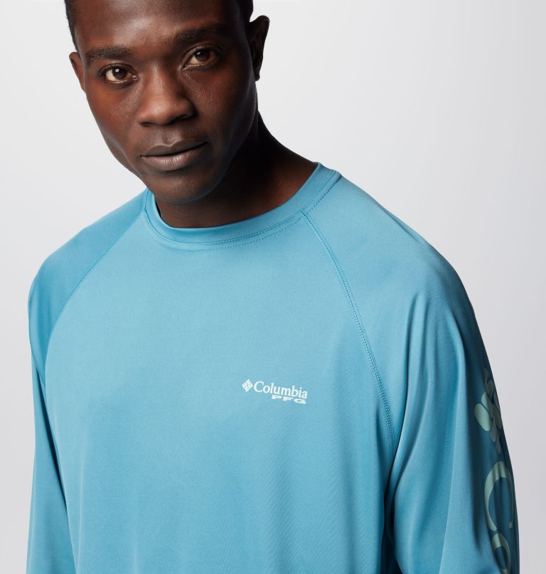 Men's PFG Terminal Tackle Long Sleeve Shirt, Color: Canyon Blue, Icy Morn Logo, image 5