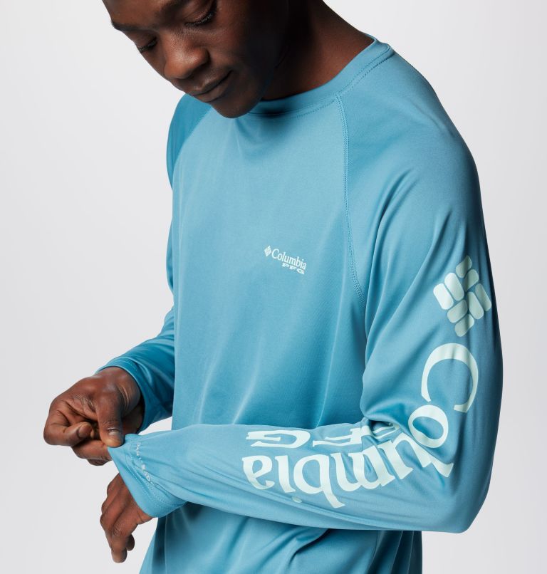 Men's PFG Terminal Tackle Long Sleeve Shirt, Color: Canyon Blue, Icy Morn Logo, image 7