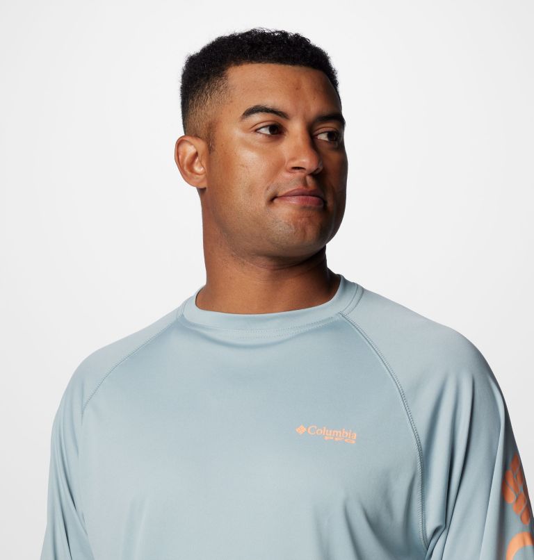 Men's PFG Terminal Tackle Long Sleeve Shirt, Color: Crushed Blue, Bright Nectar Logo, image 5