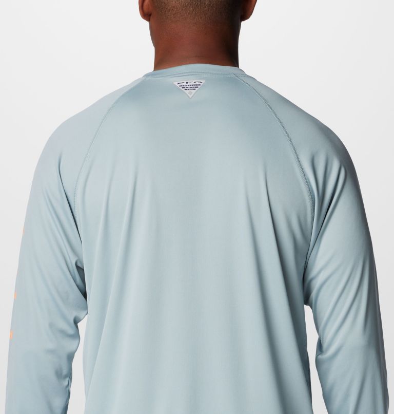 Men's PFG Terminal Tackle Long Sleeve Shirt, Color: Crushed Blue, Bright Nectar Logo, image 6