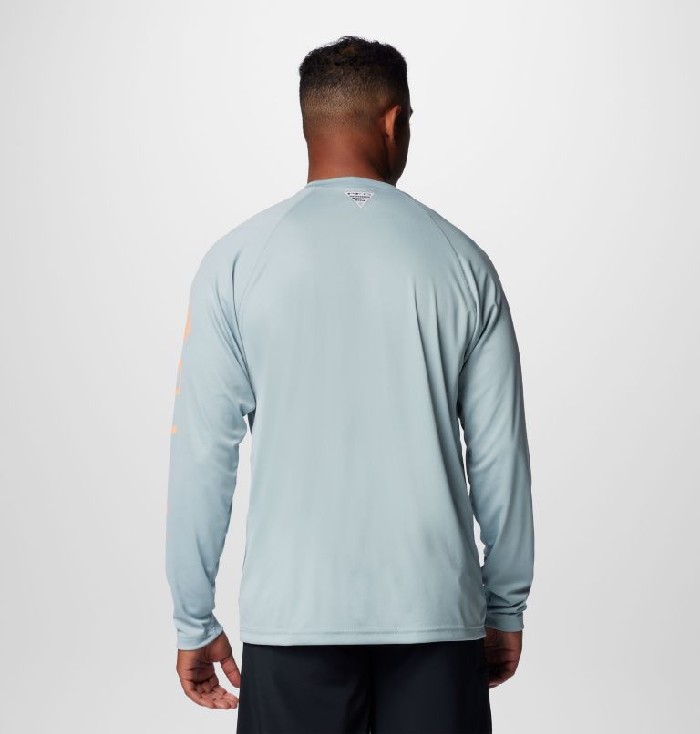 Men's PFG Terminal Tackle Long Sleeve Shirt, Color: Crushed Blue, Bright Nectar Logo, image 2