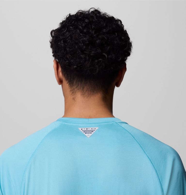 Men's PFG Terminal Tackle Long Sleeve Shirt, Color: Vintage Blue, White Logo, image 6