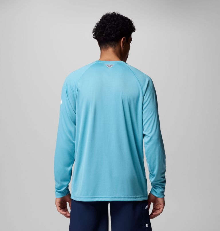 Men's PFG Terminal Tackle Long Sleeve Shirt, Color: Vintage Blue, White Logo, image 3