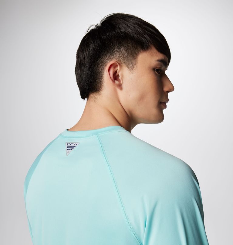 Men's PFG Terminal Tackle Long Sleeve Shirt, Color: Gulf Stream, Black Logo, image 6