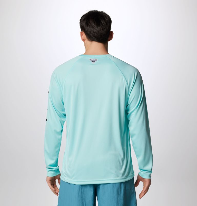 Men's PFG Terminal Tackle Long Sleeve Shirt, Color: Gulf Stream, Black Logo, image 2