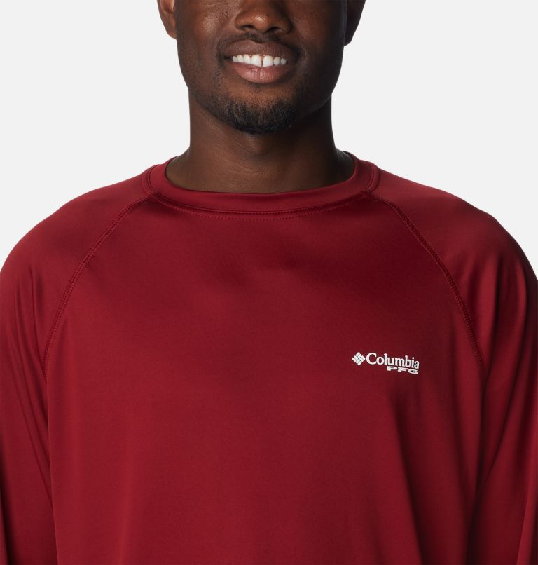 Men's PFG Terminal Tackle Long Sleeve Shirt, Color: Beet, White Logo, image 4