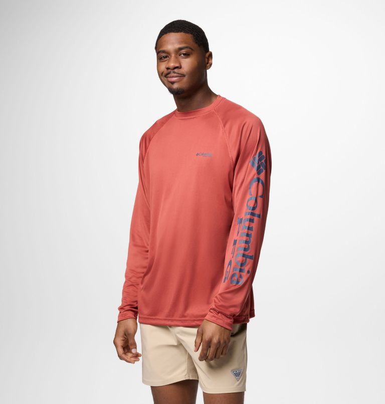Men's PFG Terminal Tackle Long Sleeve Shirt, Color: Dusty Crimson, Nocturnal Logo, image 4